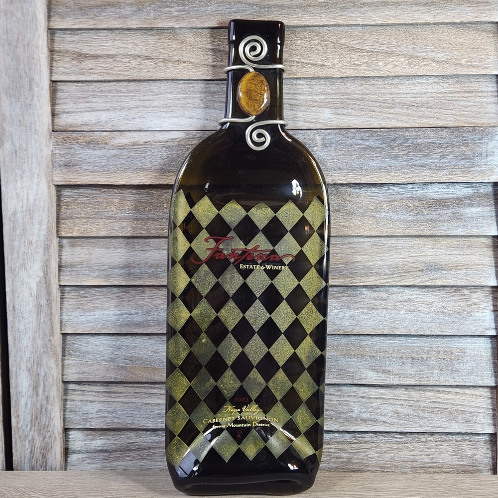 Fantesca Melted Flattened Wine Bottle Charcuterie Board Snack Cheese Tray